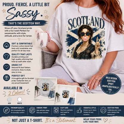 Scotland Pride Fun Sassenach Tartan Bubblegum Tee