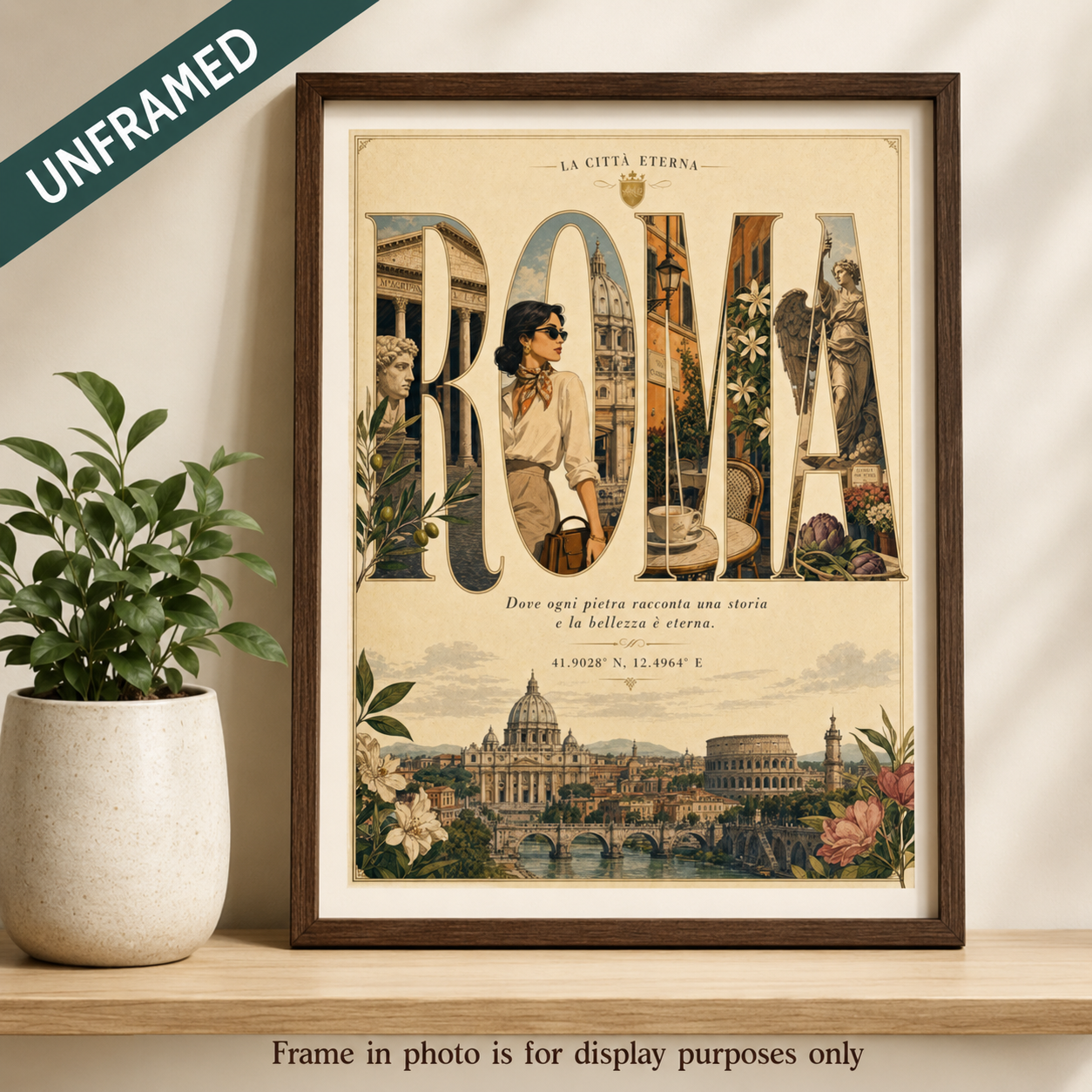 Roma Italy Vintage Travel Poster (unframed)