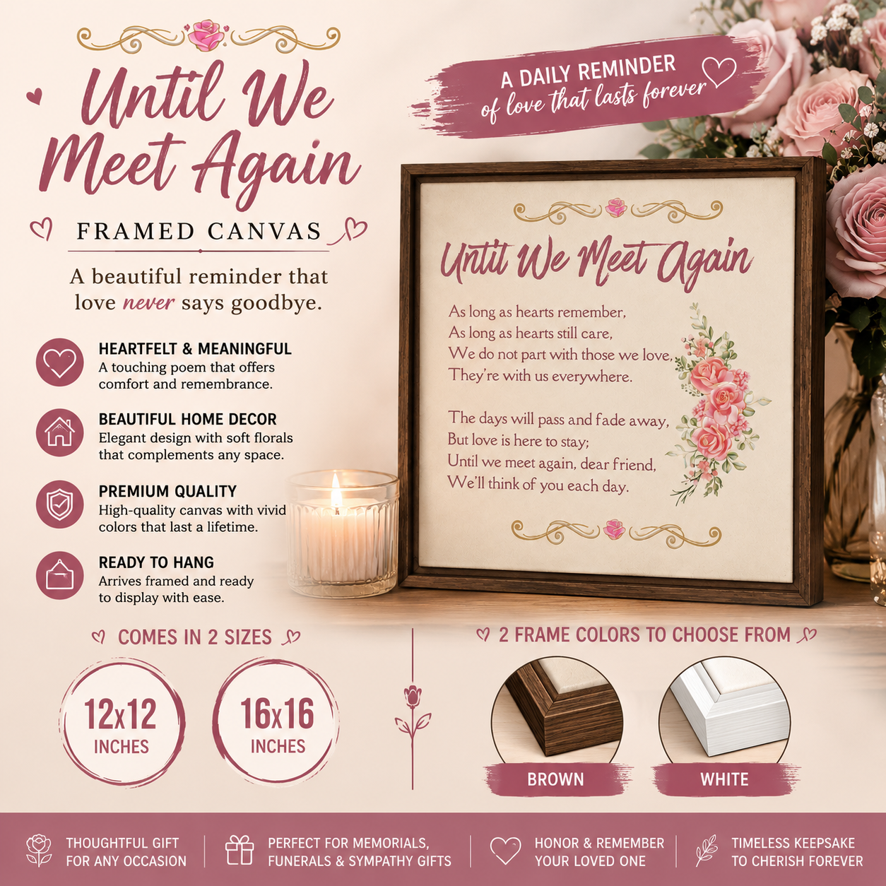 Until We Meet Again Memorial Poem Framed Canvas