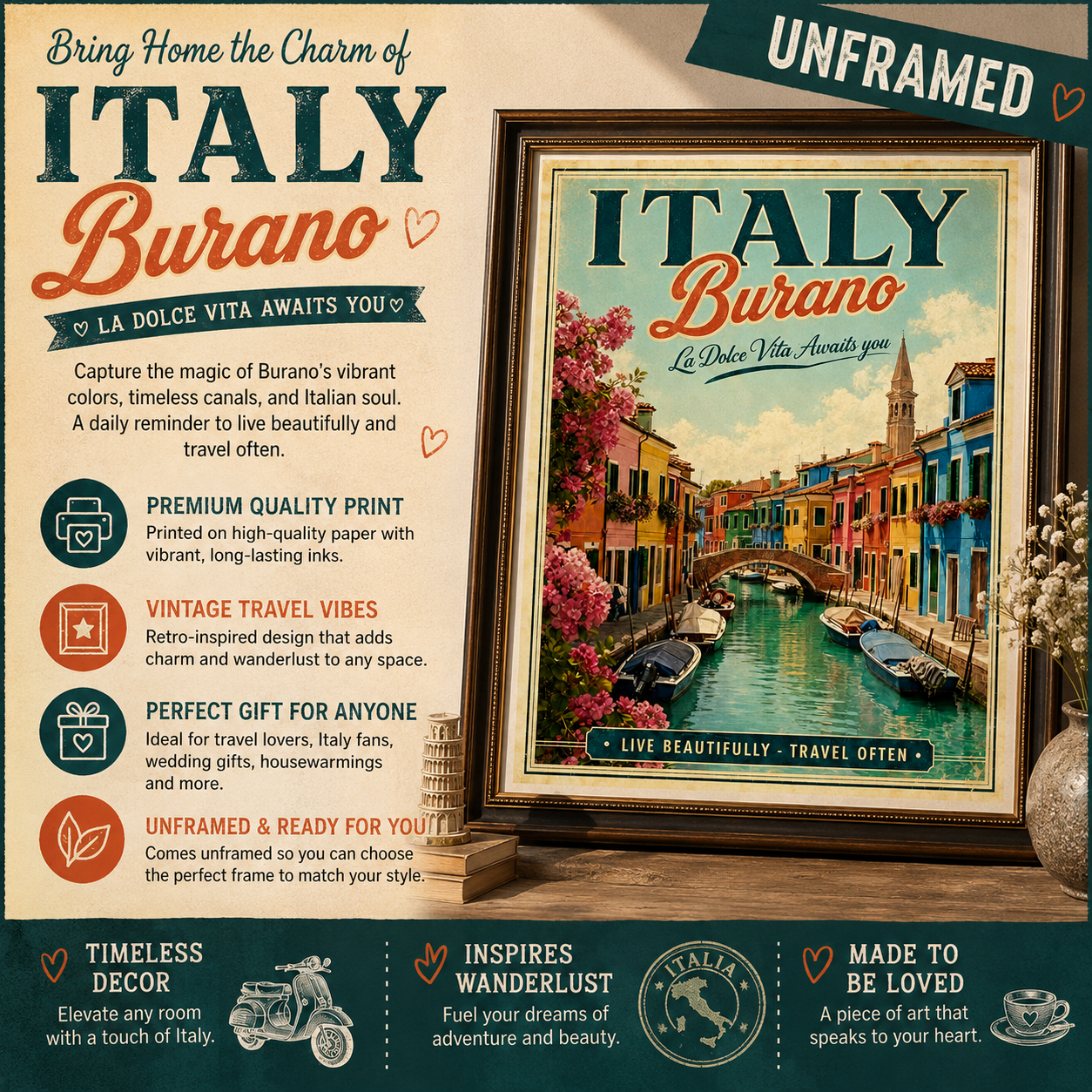 Burano Italy Poster (unframed)
