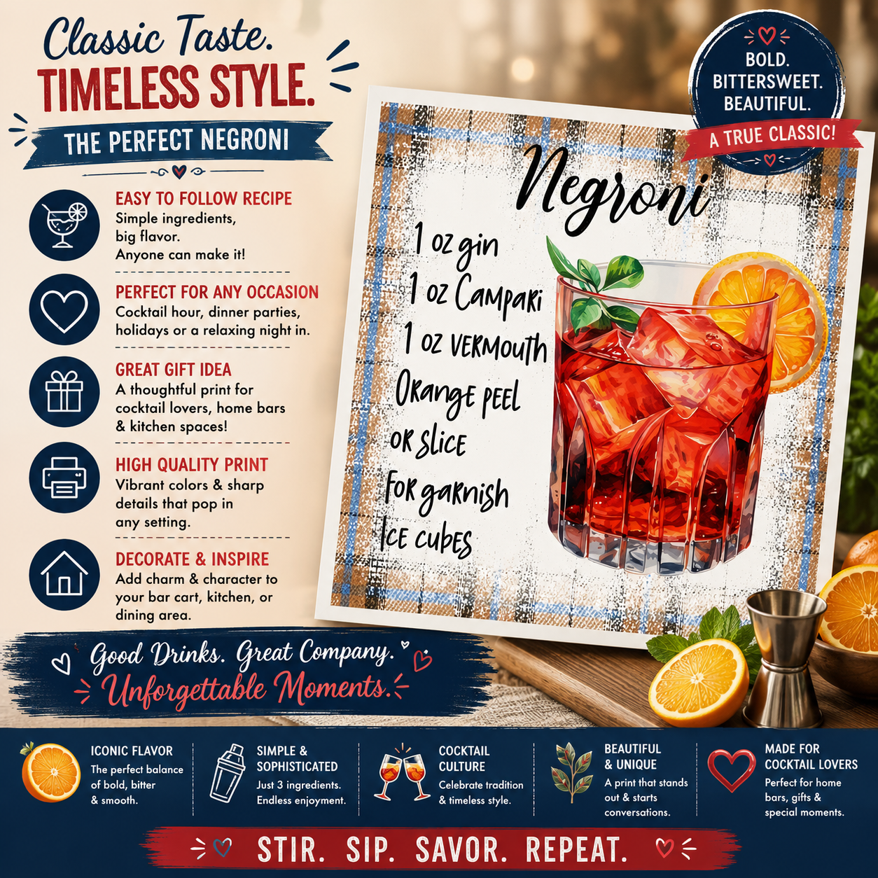 Negroni Recipe Magnet