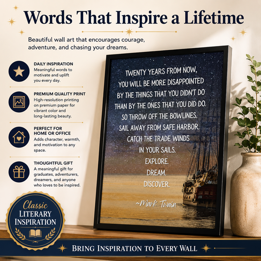 Mark Twain Quote Wall Art, Inspirational Poster, Motivational Decor, Office Inspiration, Uplifting Message FRAMED