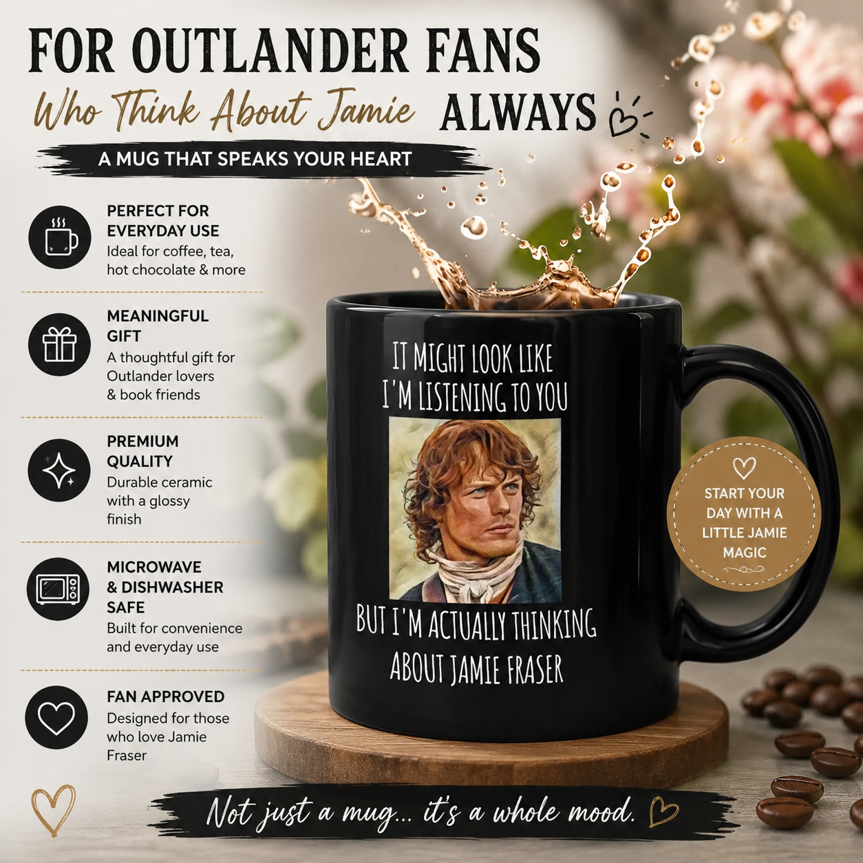 Funny Jamie Fraser Black Glossy Mug