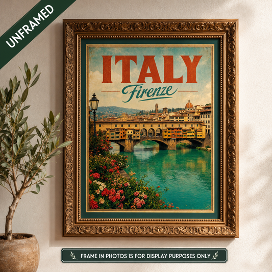 Italy Firenze Poster, Florence Travel Souvenir Art (Unframed)