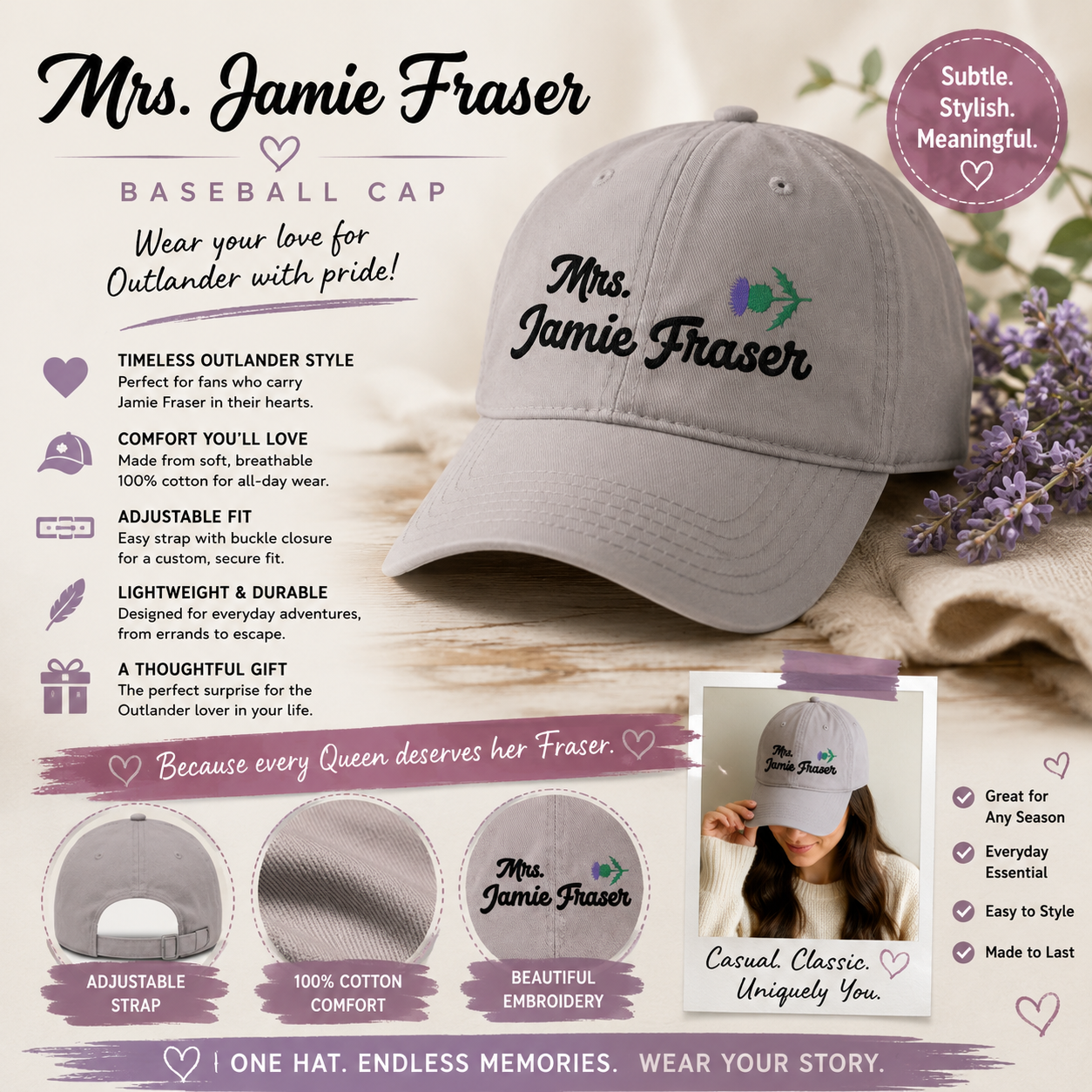 Embroidered Mrs. Jamie Fraser Baseball Cap