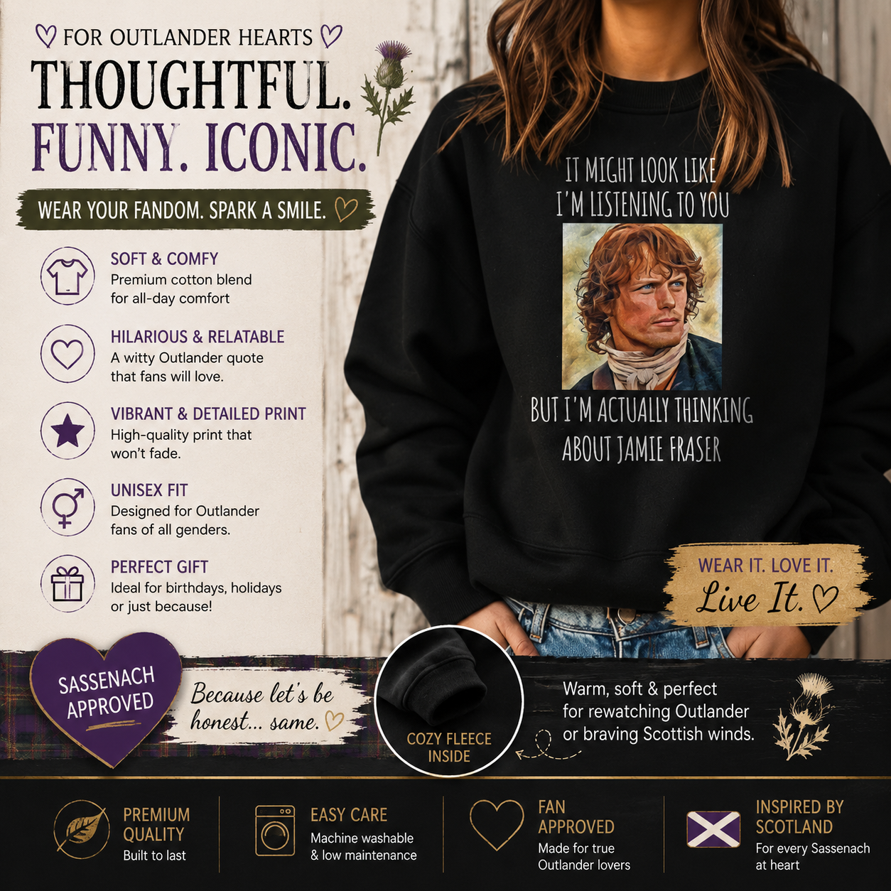 Jamie Fraser Sweatshirt, Outlander Gifts, Sassenach Fan Gift, Outlander Merch, Outlander Sweatshirt