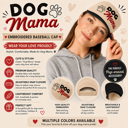 Embroidered Dog Mama Baseball Cap