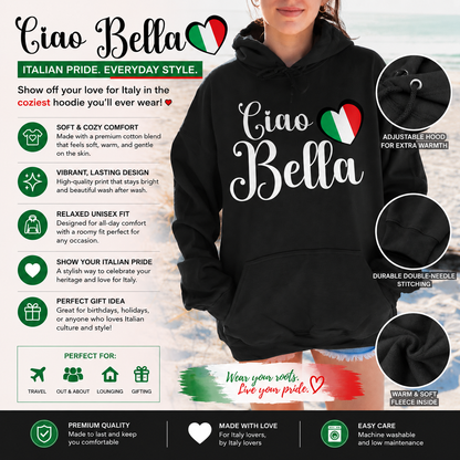 Ciao Bella Italy Flag Heart Unisex Hoodie