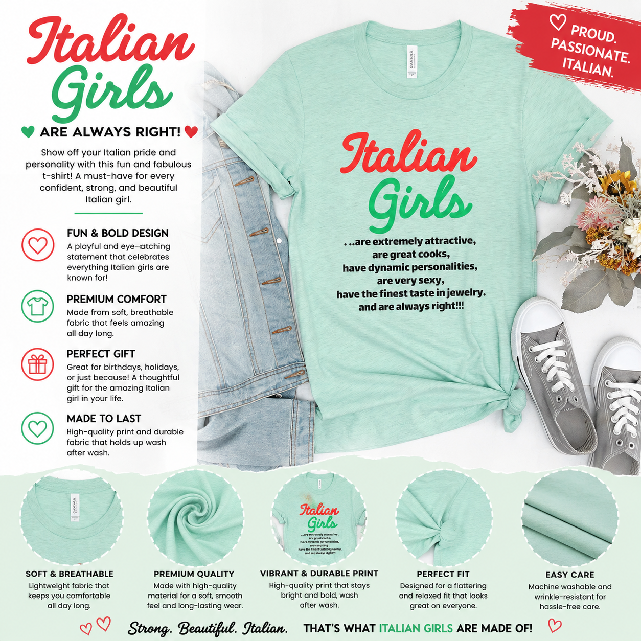 Funny Italian Girls Description T-Shirt