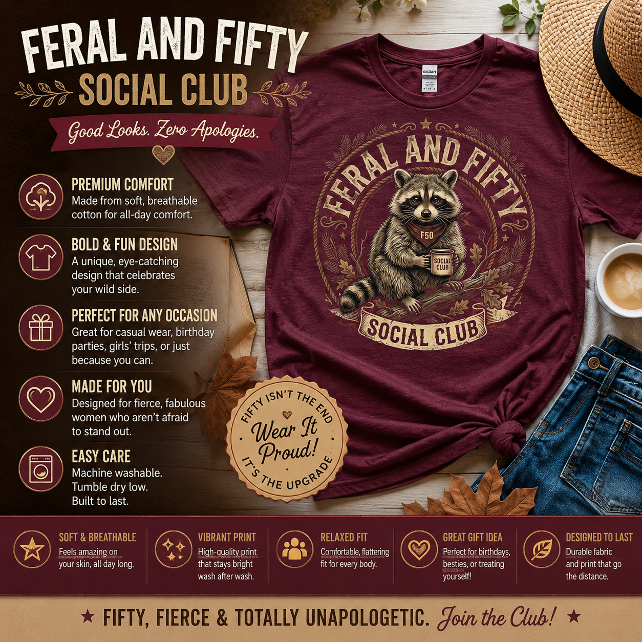 Feral and Fifty Social Club T-Shirt