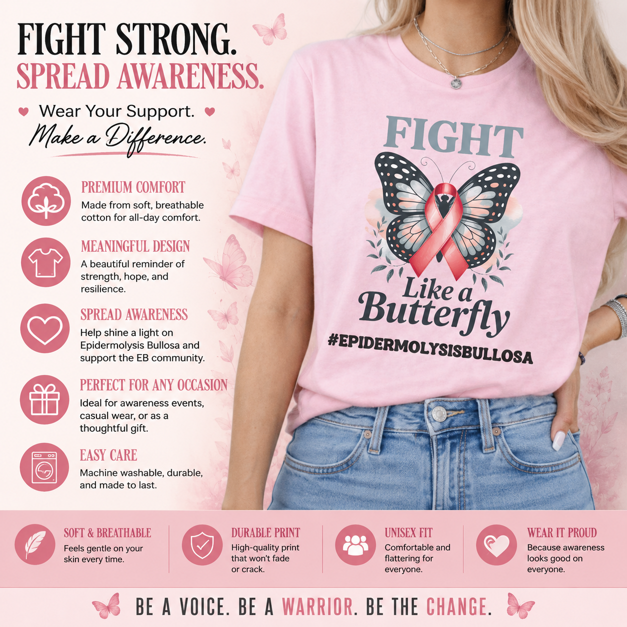 Fight Like a Butterfly Epidermolysis Bullosa Awareness T-shirt
