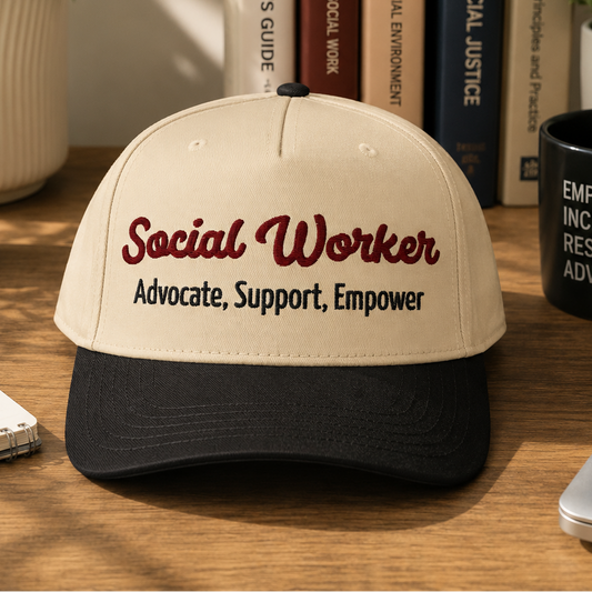 Social Worker - Advocate, Support, Empower Embroidered 5 panel cap