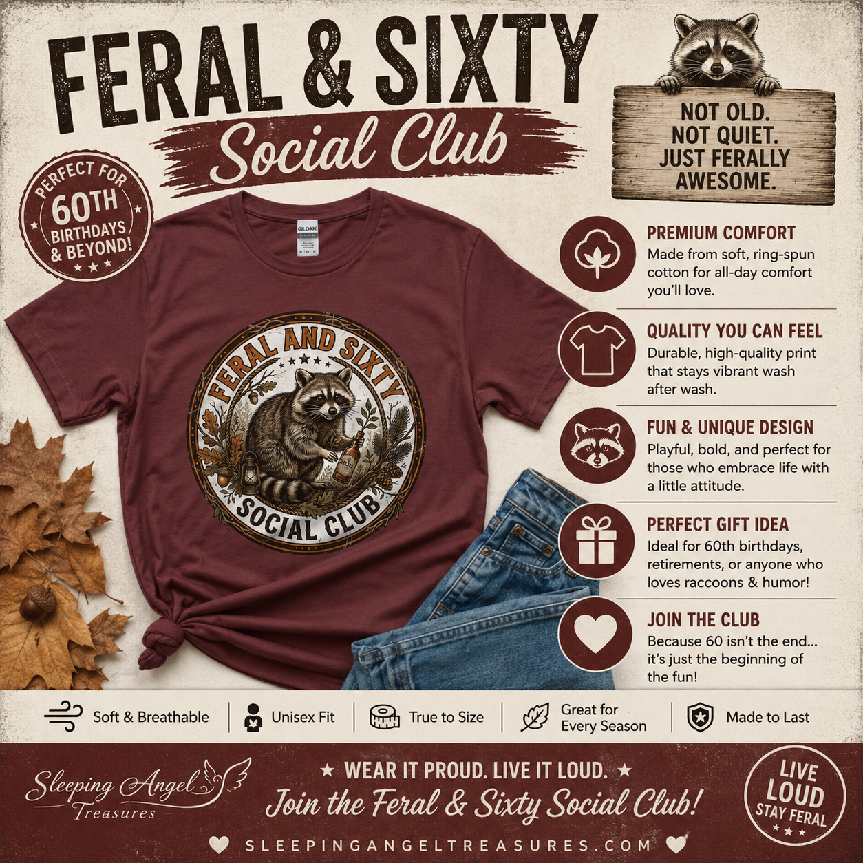 Feral and Sixty Raccoon Social Club T-Shirt