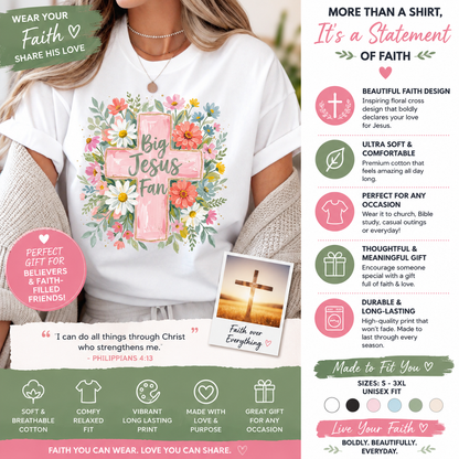 Big Jesus Fan Floral T-shirt