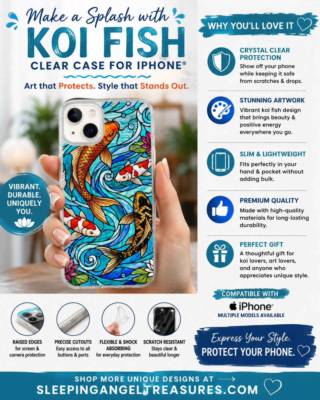 Stained Glass Koi Fish Clear Case for iPhone®