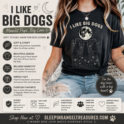 I Like Big Dogs Vintage Moon Wildflower Graphic Tee