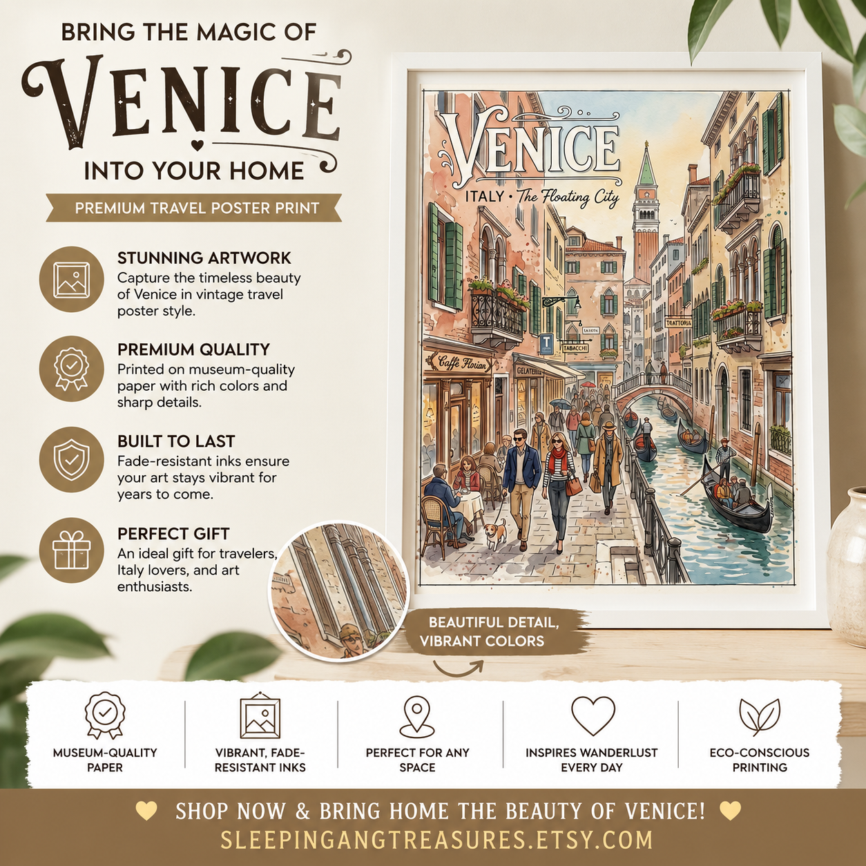 Venice Italy Travel Poster (unframed)