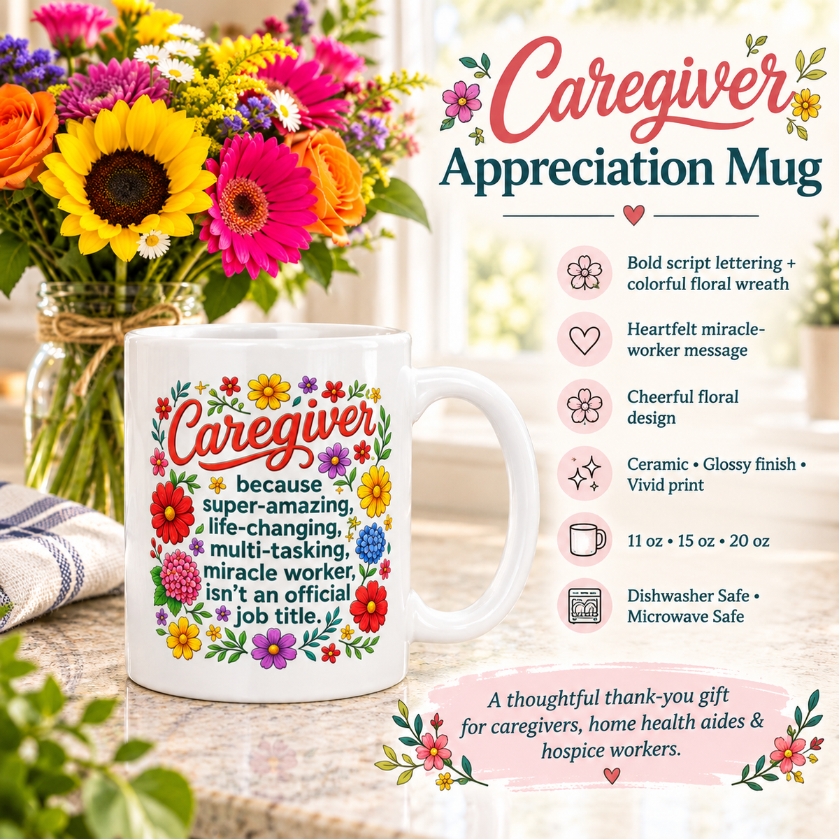 Caregiver Appreciation White Glossy Mug