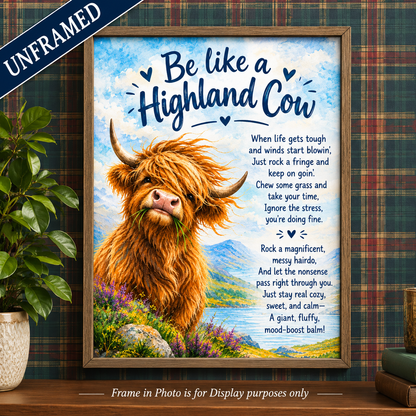 Scottish Highland Cow w/ Funny Poem Poster