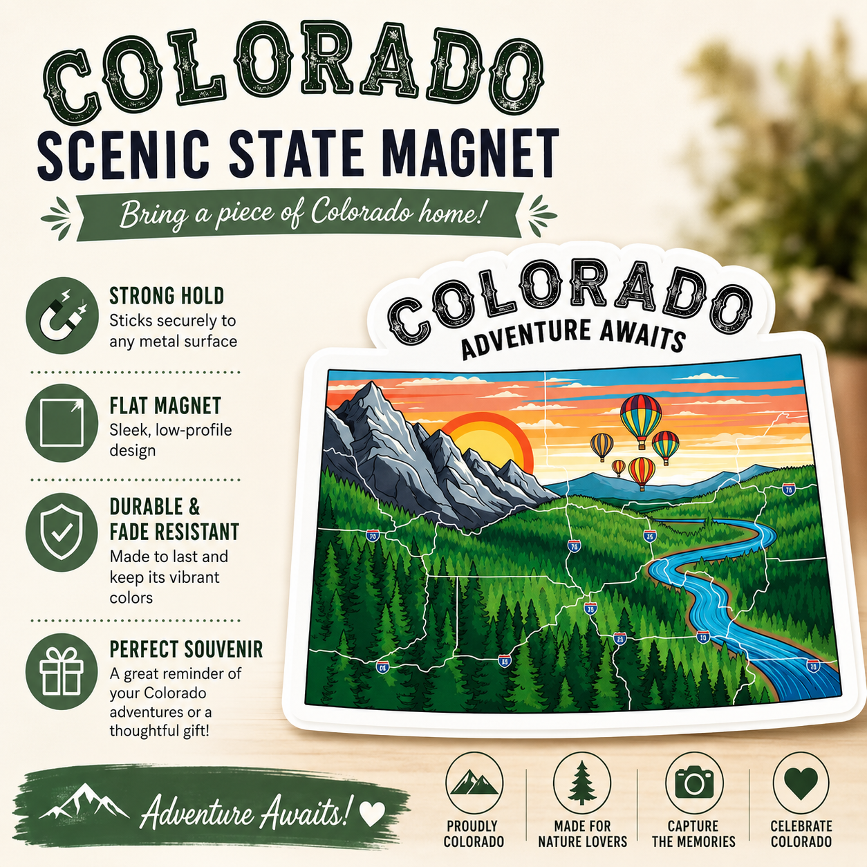 Colorado State Mountain Scenery Souvenir Fridge Magnet