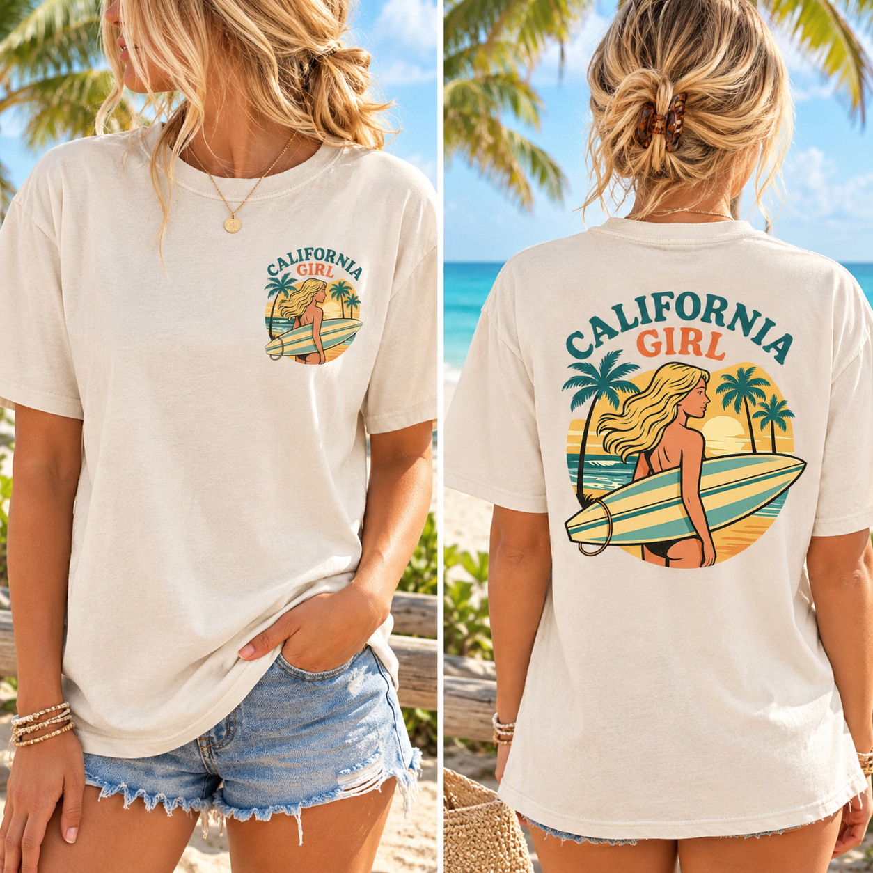 California Girl Retro Surfer T-Shirt