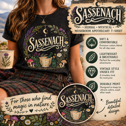 Sassenach Herbal Mystical Mushroom Apothecary T-Shirt