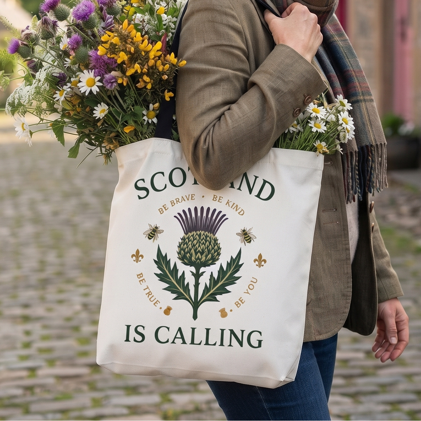 Scotland Is Calling Scottish Thistle Tote Bag