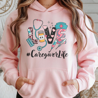 Caregiver Life LOVE Valentine's Day Unisex Hoodie