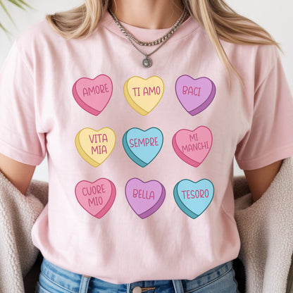 Italian Valentine Candy Hearts T-Shirt