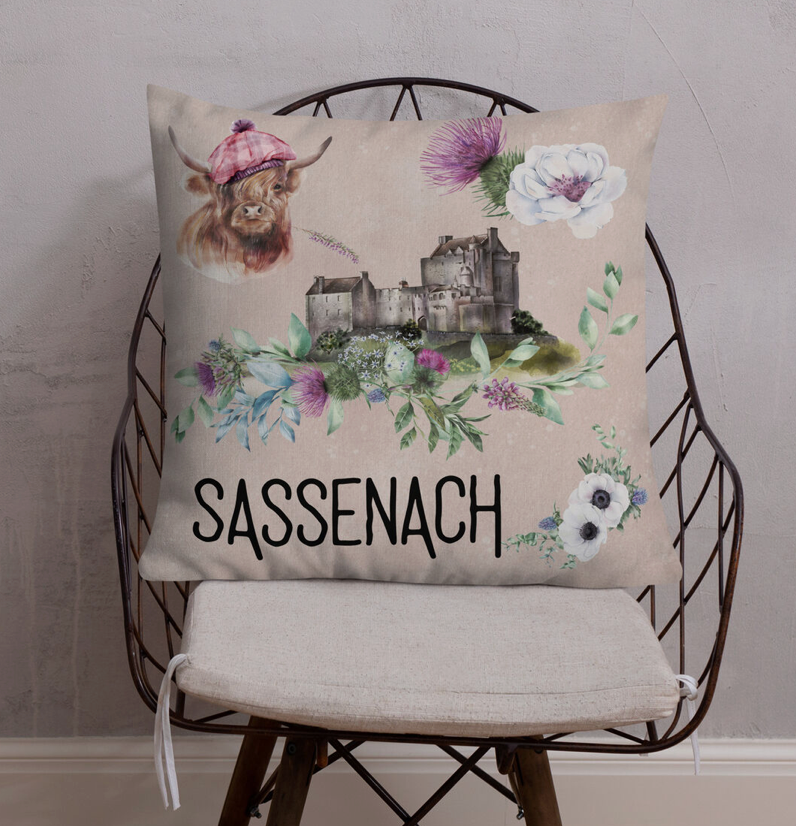 Sassenach Pillow, Outlander Inspired Home Decor, Scottish Gift, Scotland Pillow