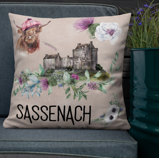 Sassenach Pillow, Outlander Inspired Home Decor, Scottish Gift, Scotland Pillow