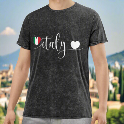 I Love Italy Denim T-Shirt, I Love Italy Gift, Italy Vacation, Italy Love Tee, Italia Shirt, Italian Flag Shirt