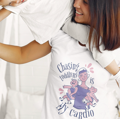 Chasing Toddlers is My Cardio Shirt, Funny Mom Shirt, Toddler Mom Gift, Toddler Mama T-Shirt, Cool Mom Present, Sarcastic Mom Tee