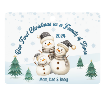 Family of Three Ornament, Baby's First Christmas, New Family Keepsake Gift, New Parents Ornament