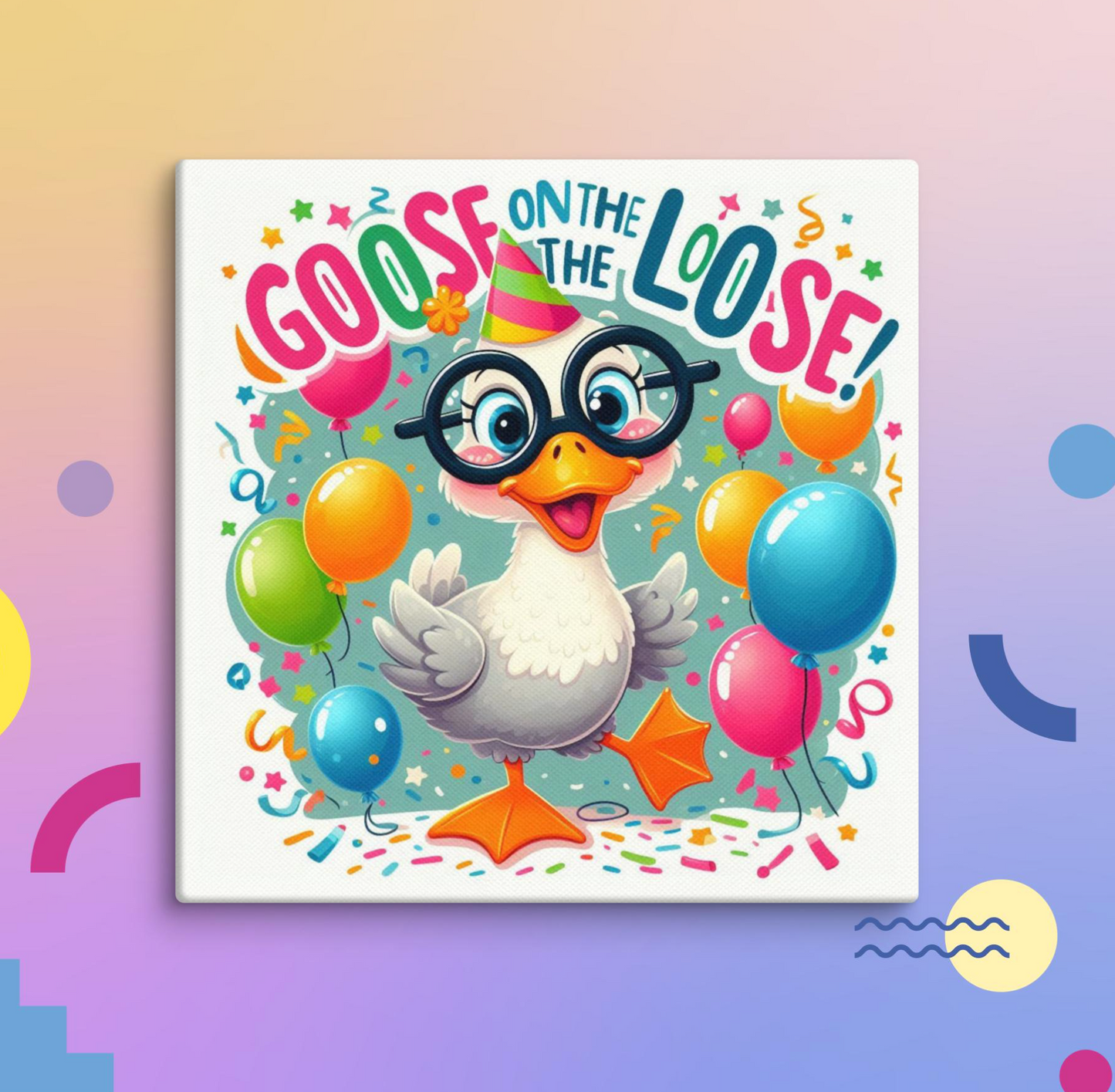 Silly Goose on the Loose Canvas, Baby Shower Gift, Kid's Room Decor, Playroom Wall Art