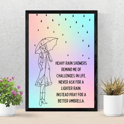 Umbrella Art, Umbrella Print, Gift For Her, Motivational Quote, Romance Poster Print, Inspirational Fine Art Print UNFRAMED