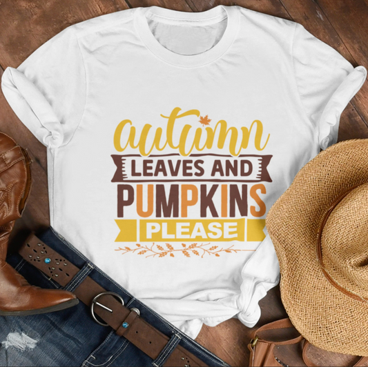 Autumn Leaves & Pumpkin Please T-Shirt