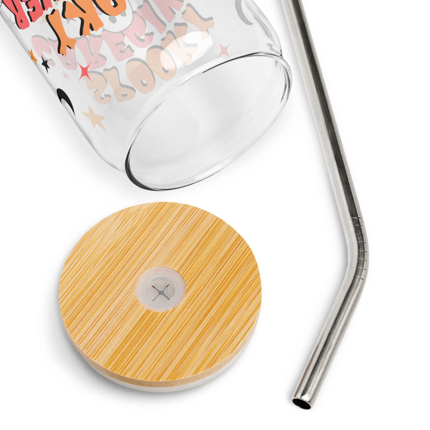 Halloween Can Shaped Glass for Caregivers with Lid & Straw