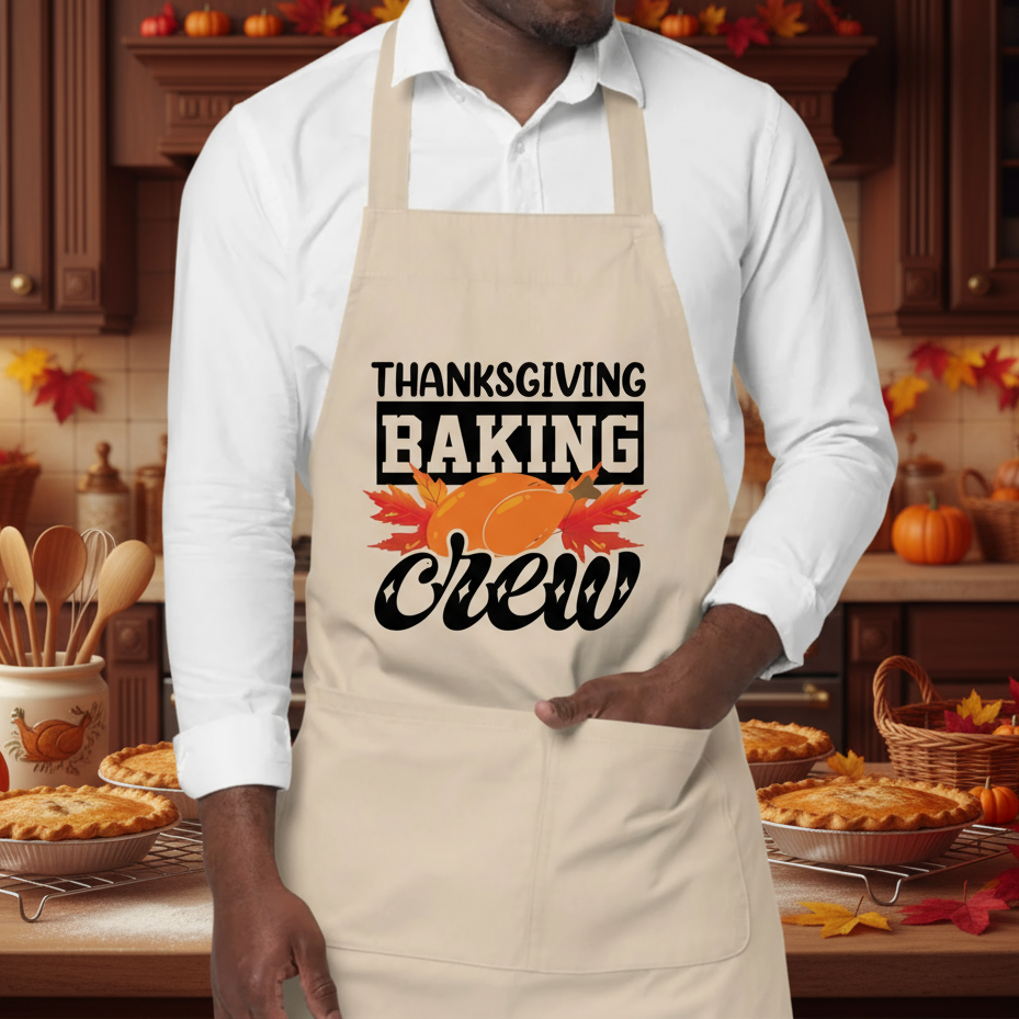 Thanksgiving Baking Crew Organic Cotton Apron with Pockets