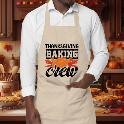 Thanksgiving Baking Crew Organic Cotton Apron with Pockets