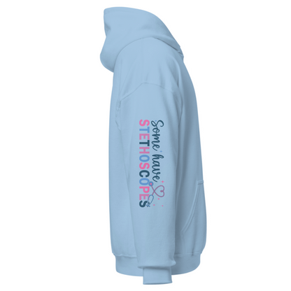 Not All Angels Have Wings Nurse Caregiver Hoodie with Stethoscope Sleeve Print