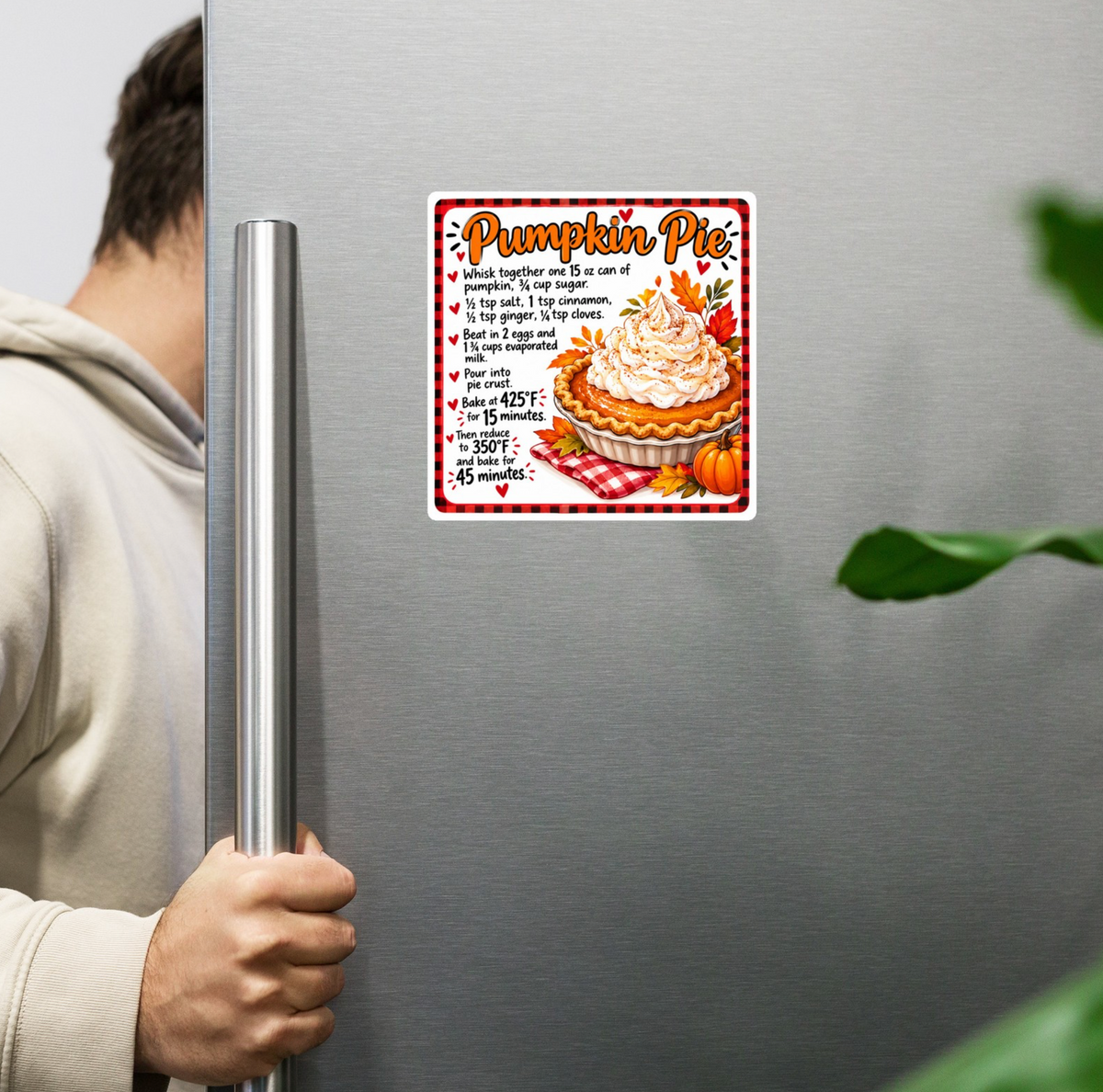 Fall Pumpkin Pie Recipe Die-Cut Fridge Magnet