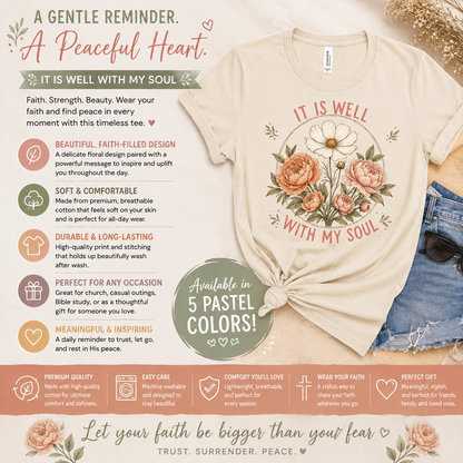 It Is Well With My Soul Christian Floral Tee
