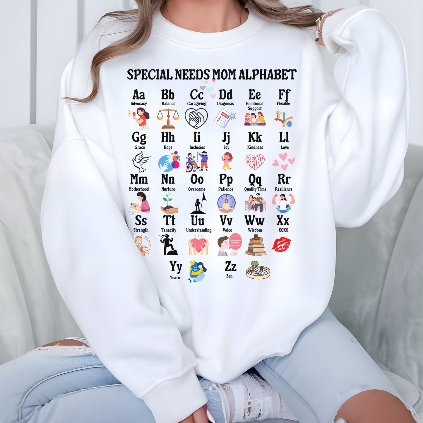 Special Needs Mom Alphabet Sweatshirt