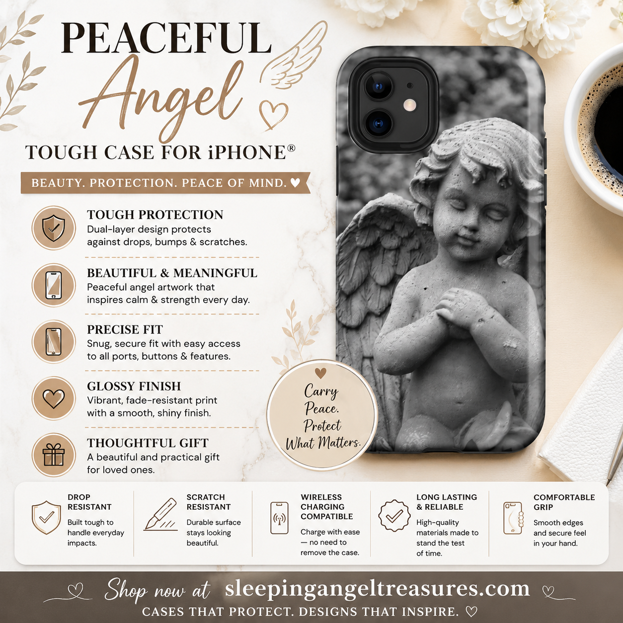 Peaceful Angel Statue Tough Case for iPhone®