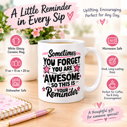 Sometimes You Forget You Are Awesome White glossy mug