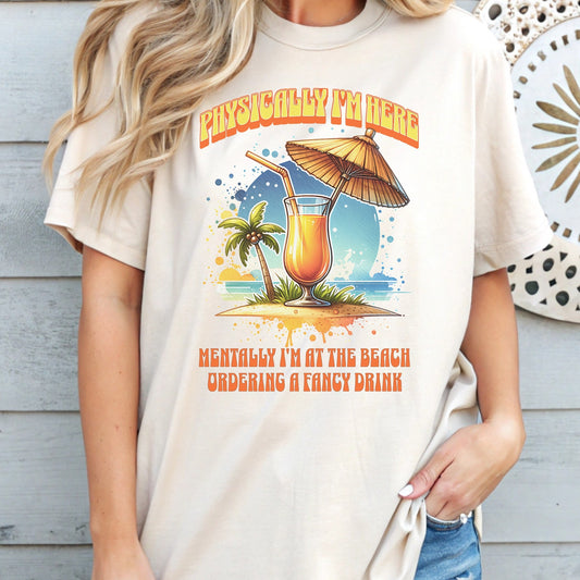 Fancy Drink Vibes t-shirt, Funny Travel Shirt, Beach Lover Gift, Escapism Tee, Relaxation Gift