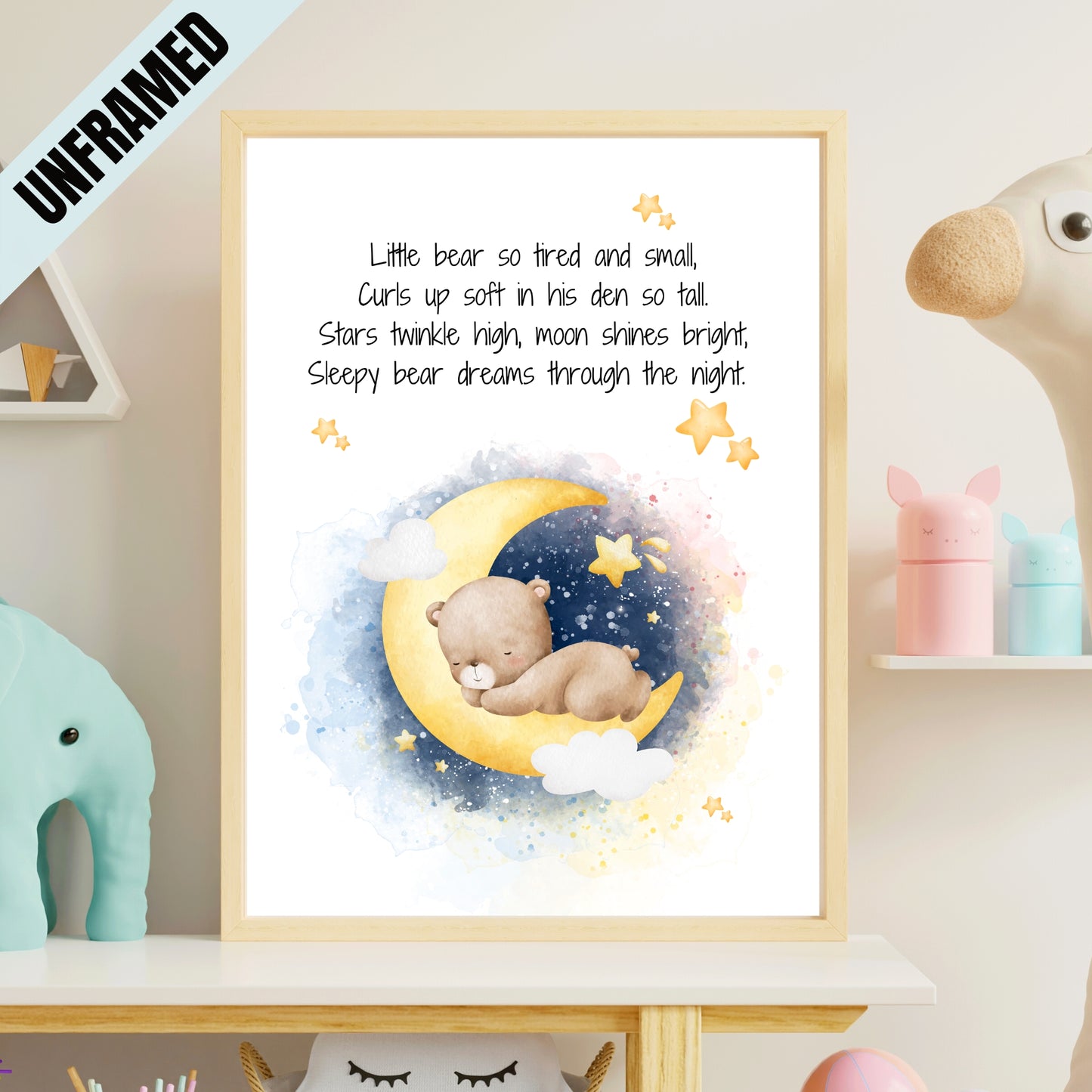 Sleepy Bear Nursery Poem Poster (UNFRAMED)