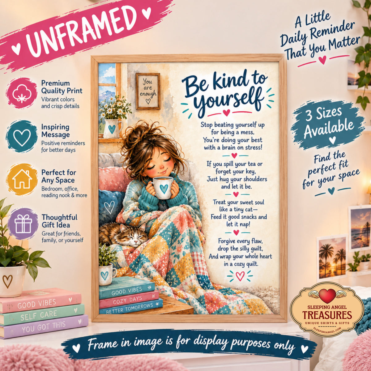 Be Kind To Yourself Poem Self Care Mental Health Poster