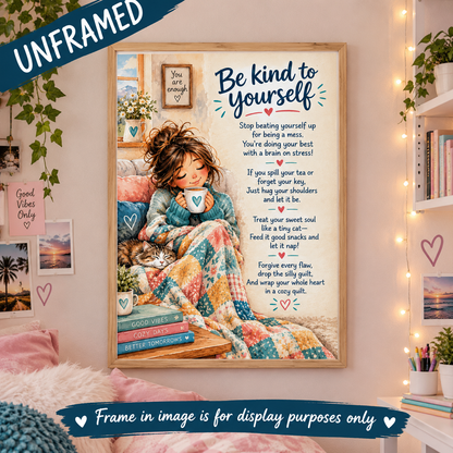 Be Kind To Yourself Poem Self Care Mental Health Poster